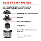 Instant Pot Duo Crisp 11-in-1 Air Fryer and Electric Pressure Cooker Combo with Multicooker Lids that Air Fries, Steams, Slow Cooks, Sautés, Dehydrates, & More, Free App With Over 800 Recipes, 6 Quart