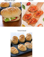 TOPZEA Set of 2 Silicone Baguette Pan, Nonstick French Bread Bake Mold, 8 Gutter Perforated Ham Burger Buns Sandwich Rolls Pans, 3 Wave Long Loaf Toast Mold Baking Tray for Oven Baker