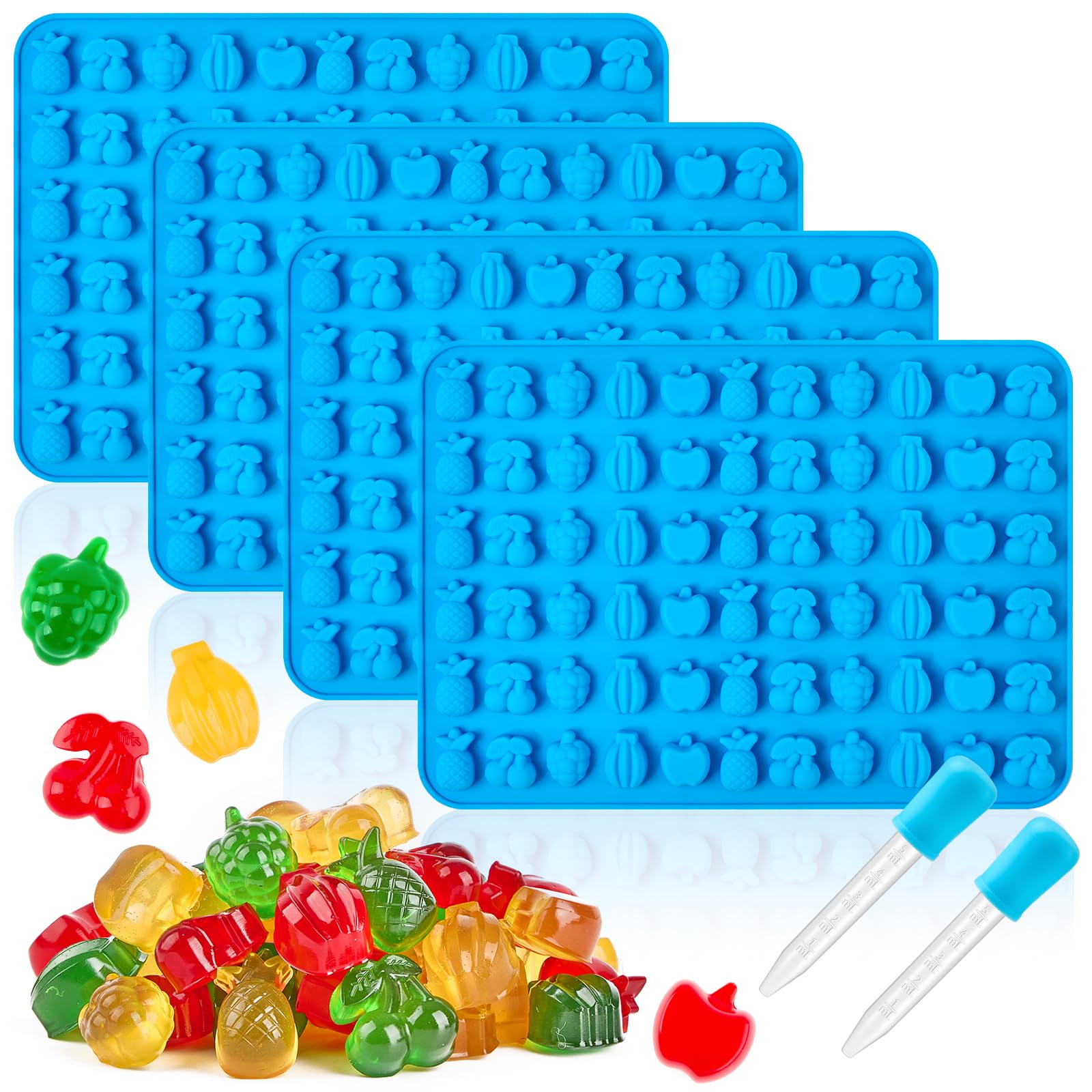 JOERSH Square Candy Molds Silicone Molds for Hard Candy, Gummy, Caramels, Chocolate, Ganache, Ice Cubes, 252 Cavity