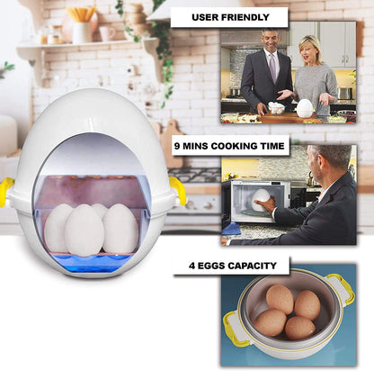 Eggpod by Emson Egg Cooker Wireless Microwave Hardboiled Egg Maker, Cooker, Egg Boiler & Steamer, 4 Perfectly-Cooked Hard boiled Eggs in Under 9 minutes As Seen On TV