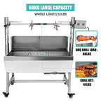 Migoda Grill Rotisserie ze stali nierdzewnej z osłoną tylną, silnik 25 W, mała pieczeń dla prosiąt i jagniąt, 37'' 2 w 1, grill węglowy do grilla, kempingowy, zewnętrzny, kuchenny