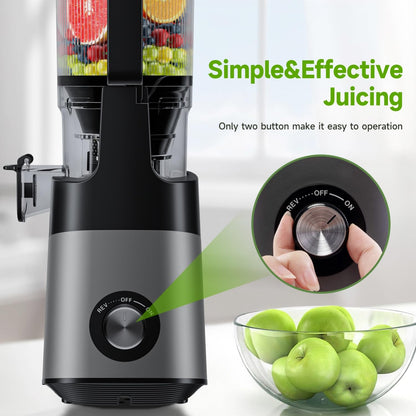 Cold Press Juicer,5.8" Extra Large Feed Chute Fit Whole Fruits & Vegetables,350W Slow Masticating Juicer Machines,Easy to Clean,High Juice Yield