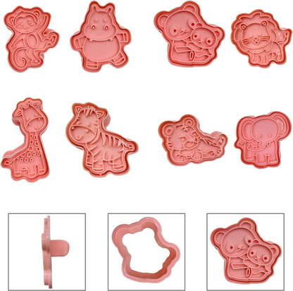 Forest Animal Cookie Cutters for Kids,Mini Cartoon Cookie Cutters with Plunger Stamps Set for Home Baking,Biscuits Cutter,Cake Decoration,Cute 3D Cookie Stamps