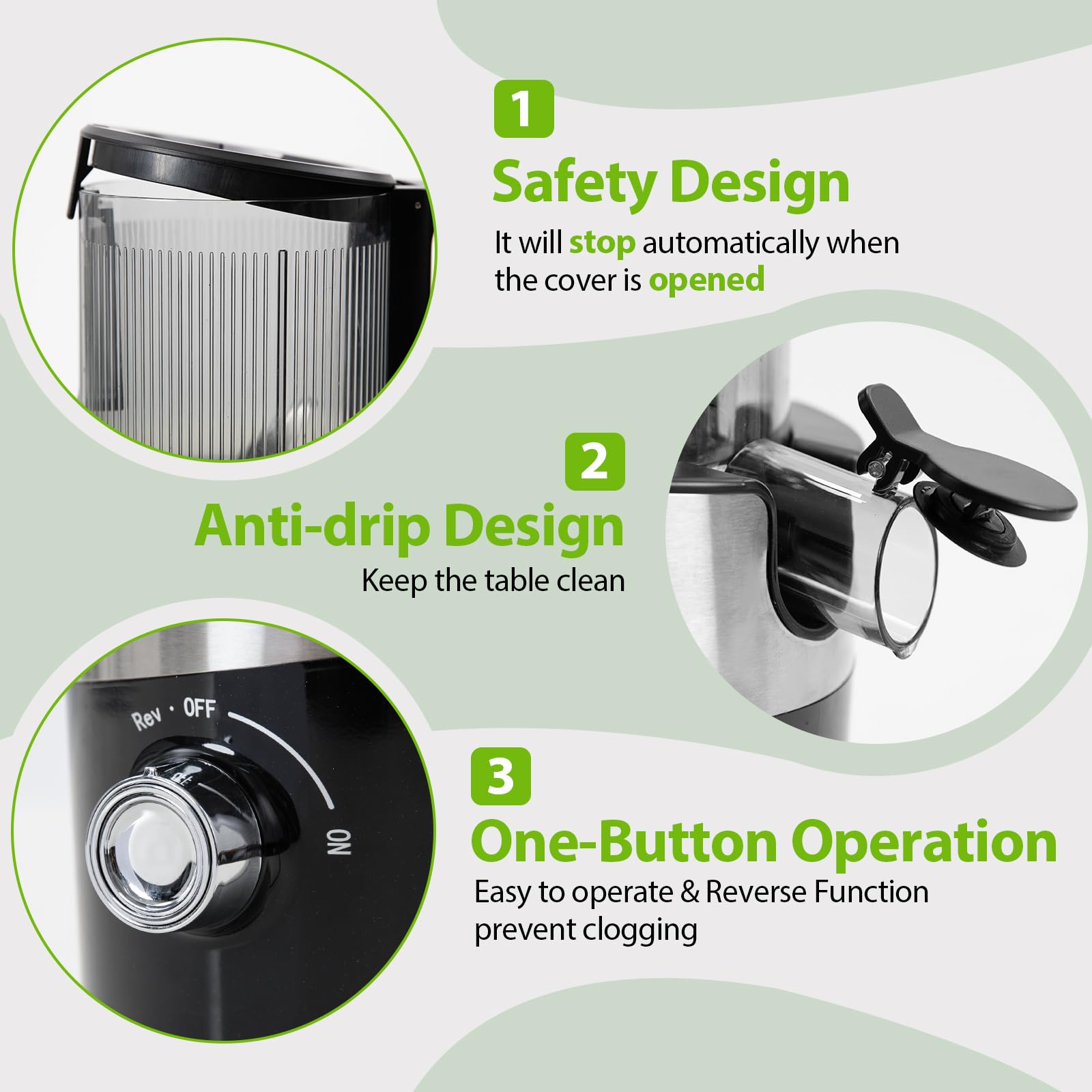 Juicer Machines, Aeitto Cold Press Juicer,4.9" Wide Mouth Fits for Whole Fruits and Vegetables, Slow Masticating Juicer Easy to Clean, High Juice Yield,Black