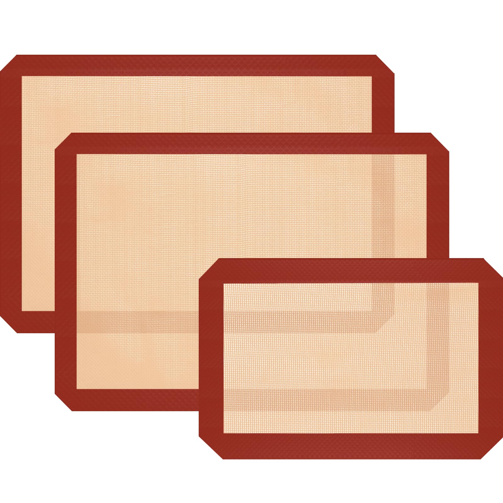 Silicone Baking Mat, 3 Pack Reusable Baking Mat, Non-Stick, Food Safe Silicone Mats for Baking, Oven Baking Sheet for Making Cookies, Macaroons, Bread