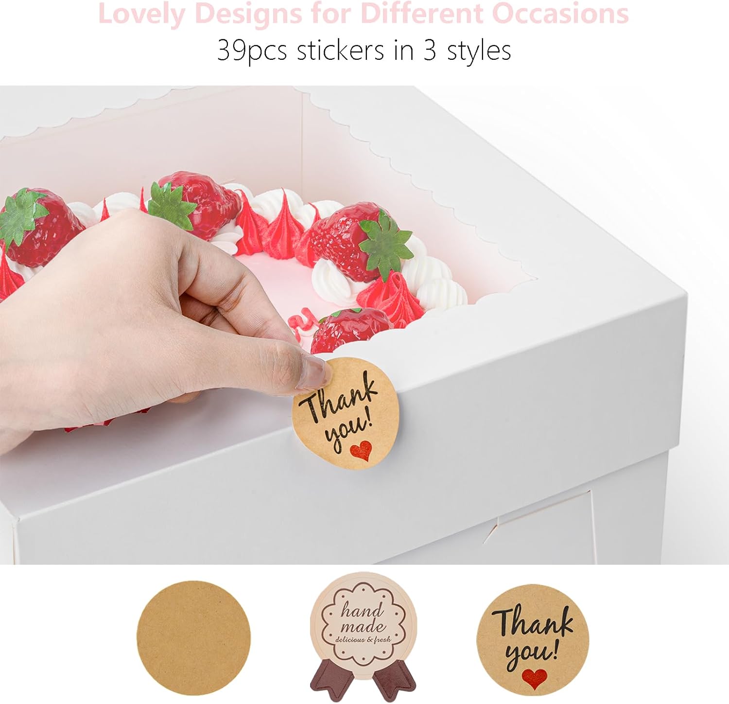 3 Pack Cake Boxes, 10x10x8 Inches Tall Cake Box with Cake Boards, White Bakery Boxes with Window, Disposable Cake Containers with Lids for Cake, Donuts, Pies, Cookies, Wedding, Birthday, Party