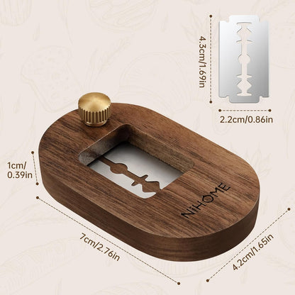 NiHome Bread Lame with Extractable Blade and Magnetic Back, Push-Pull Design for Secure Blade Locking, Easy-to-Use Walnut Wood Handle, Perfect for Dough Scoring, Bread, Pastries, and Food Cutting