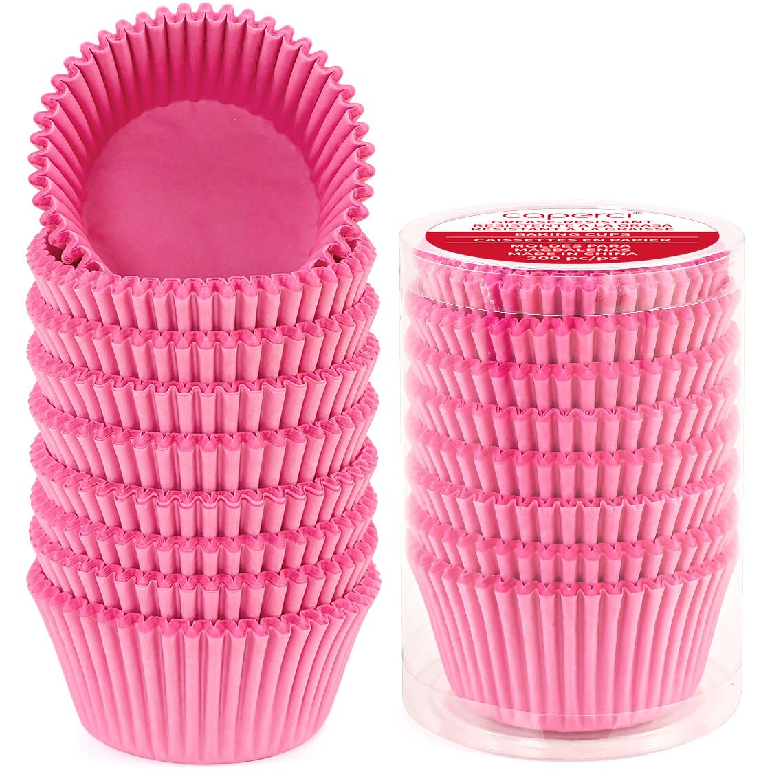 Standard White Cupcake Liners for Baking 200 Counts - Caperci Greaseproof Muffin Baking Cups for Wedding Birthday Party Baby Shower Festivals (White)