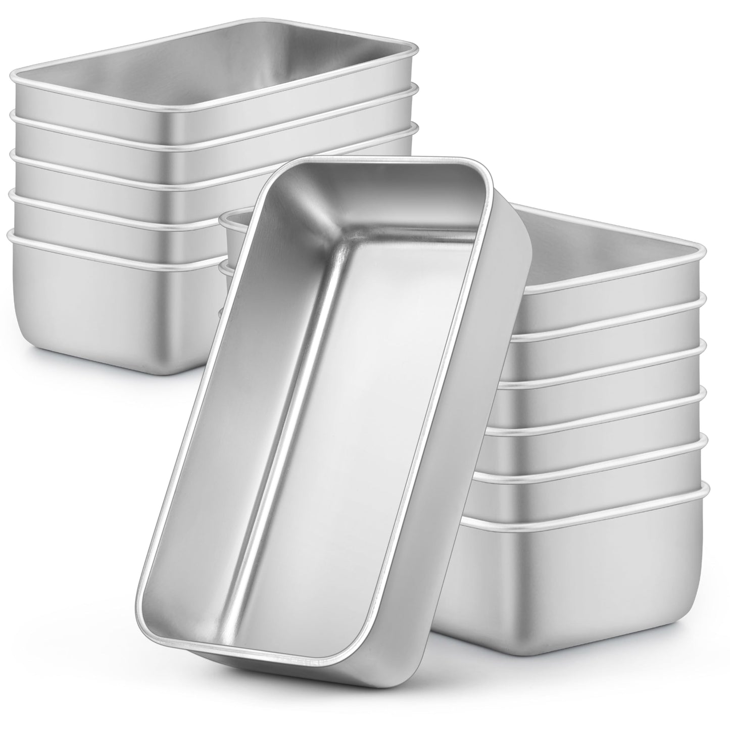 LIANYU 8 Pack 9x5 Loaf Pans for Bread Baking, Stainless Steel Baking Bread Pans, Small Loaf Tins for Homemade Brownies and Pound Cakes, Dishwasher Safe
