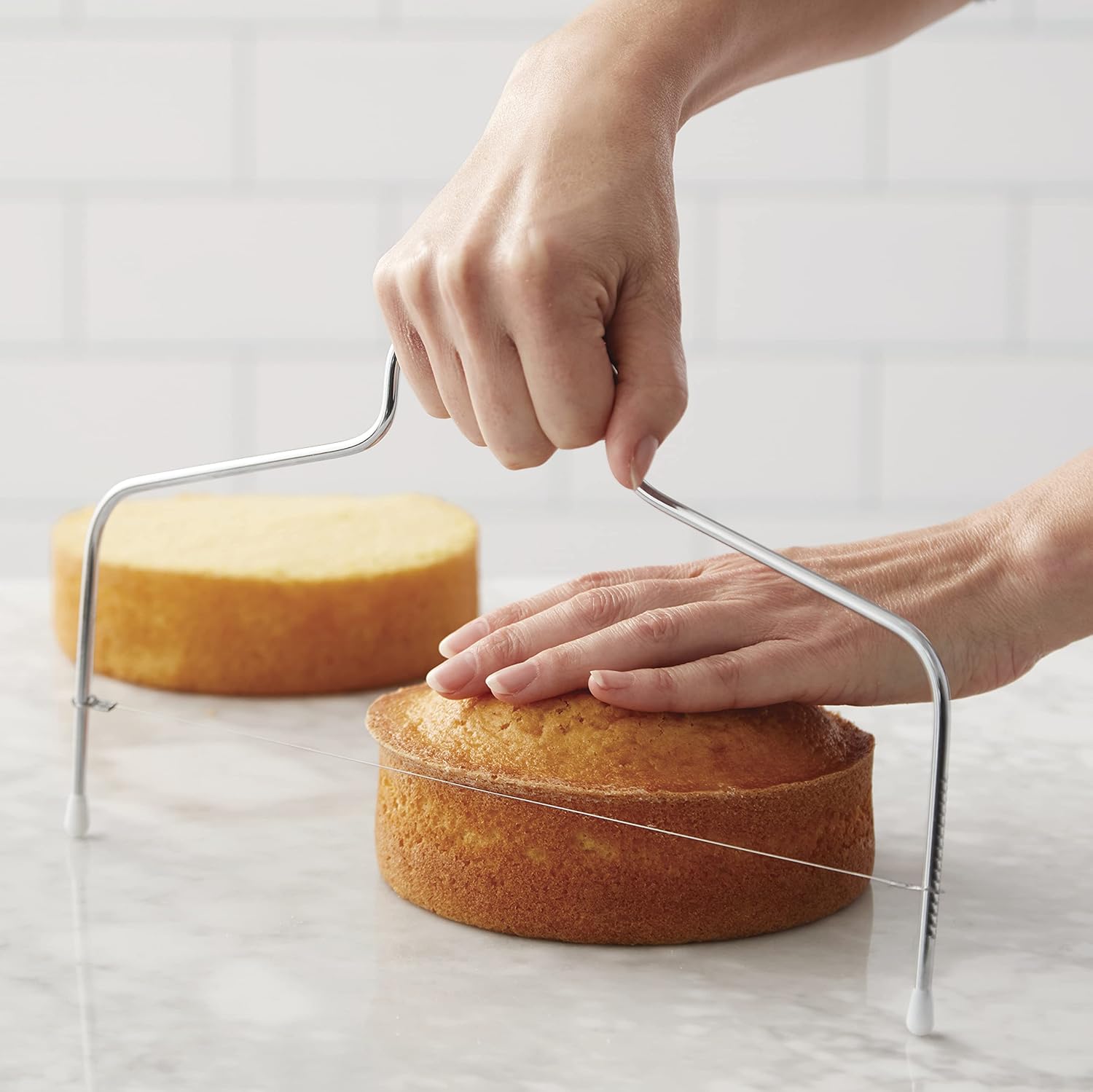 Wilton Adjustable Cake Leveler & Slicer, Stainless Steel Wire, Adjustable Cake Tool With Layer Cutting Feature, Baking Supplies And Baking Tools (Silver)