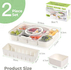 LUXEAR Divided Serving Tray with Lid and Handle Snack Box Charcuterie Container Dishwasher Safe 2Pack Snack Platters Portable Clear Organizer for Fruits, Candy, Snacks, Picnic, Party&Travel