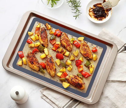 Silicone Baking Mat Set of 4, GUANCI Grade Food Baking mats Non-Stick Reusable Pizza Bakeware Mat for Making Macaroon, Pizza, Cookie, Pastry, Bread, Bun(Grey)