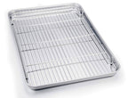 TeamFar Toaster Oven Tray and Rack Set, 9.3’’ x 7’’ x 1’’, Stainless Steel Toaster Oven Pan Broiler Pan, Non Toxic & Healthy, Easy Clean & Dishwasher Safe