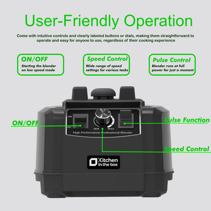 Kitchen in the box Blender, 68 OZ Professional Countertop Blender, 1450W High Performance 2HP Blender, BPA Free Large Capacity Blender, Smoothies, Ice Crush, Milkshake (Silver)