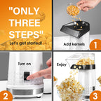 Fast Hot Air Popcorn Popper Maker, Electric Popcorn Machine with Measuring Cup, No Oil, Easy to Clean & Maintain, Popcorn Machines for Home Family Party | White