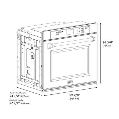 ZLINE 30 in. Professional True Convection Single Wall Oven with Air Fry and Self Clean in Stainless Steel (WAS-30)