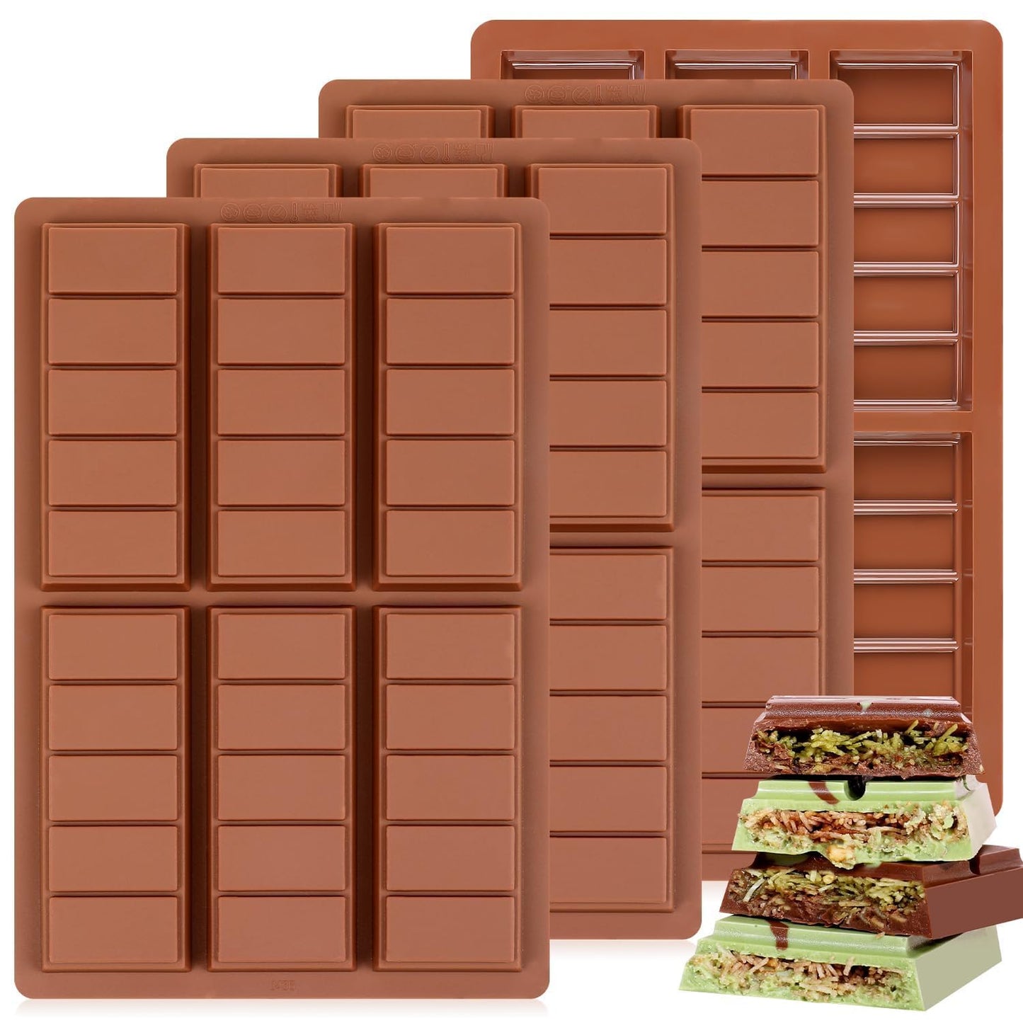 Chocolate Bar Mold - Non-Stick Chocolate Molds, Food Grade Silicone Deep Mold for Dubai Pistachio, Candy, Snacks