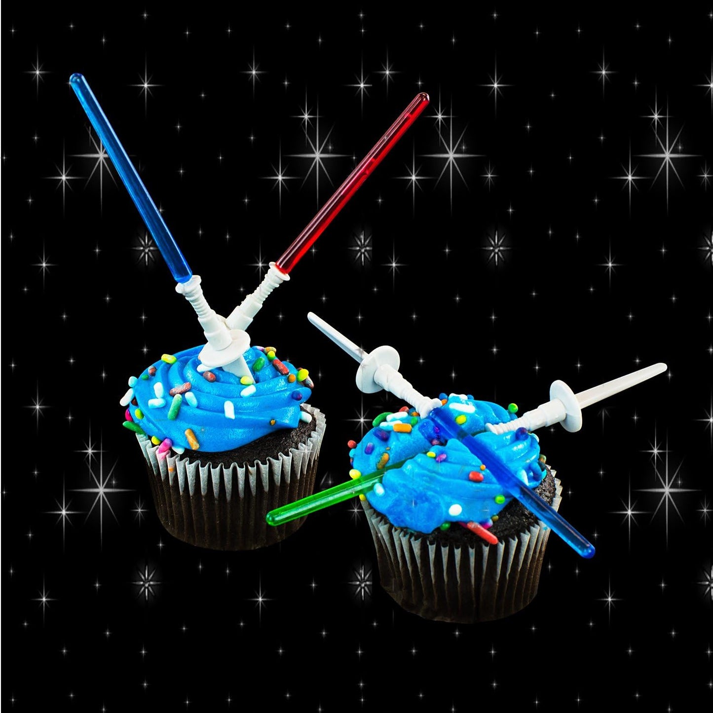 Super Z Outlet Light Sabre Cupcake Decoration Toppers Sticks Picks Set for Children Birthday Party, Fan Shows, Movies, 4" inches Tall - 12 Pack