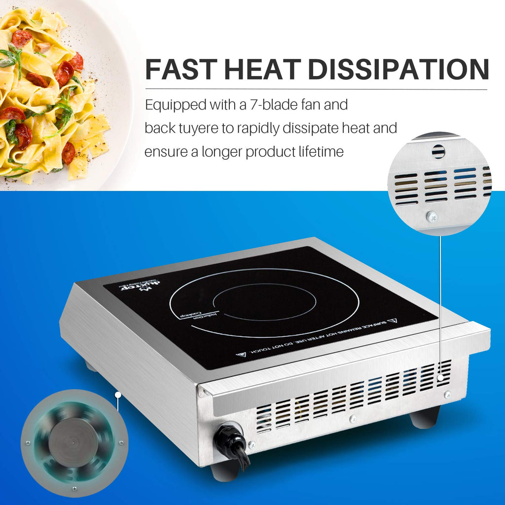 Duxtop Professional przenośna kuchenka indukcyjna, palnik do użytku komercyjnego, palnik indukcyjny o mocy 1800 W z czujnikiem dotykowym i ekranem LCD, P961LS/BT-C35-D, srebrny/czarny