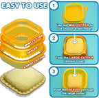 Sandwich Cutter and Sealer - Crustless Sandwich Maker - Cut and Seal - Lunch Box and Bento Box - Boys, Girls, Kids Lunch - Sandwich Cutters for Kids - Triangle, Circle, Square