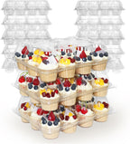 12 Count x 12 Sets Plastic Cupcake Containers, Durable and BPA-Free Cupcake Holder with Lid for Easy Transport Storage, Stackable Clear Cupcake Carriers, Reusable Dessert Boxes