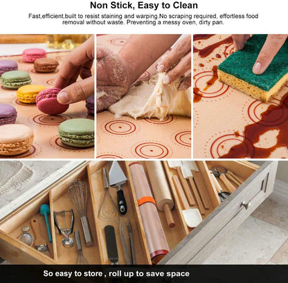 Angadona Macaron Silicone Baking Mats Kit (16pcs set) Macaroon Baking Mat Set of 2 Half Sheet Macaron Silicone Mat Nonstick Macaron Mat Sheet,6 Piping Tip,2 Piping Bag with 3 Bag Tie,2 coupler