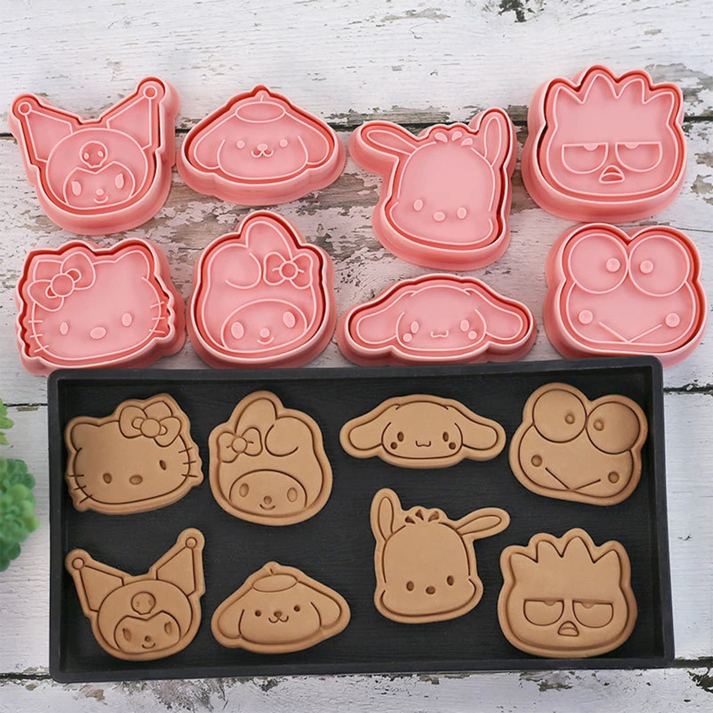 8 Piece Mini Cartoon Cookie Cutters, 3d Raised Design Gingerbread Cookie Stamps, Cute Cat Shape Cookie Molds, suitable for Frosting Decoration, Mini Pie Molds, Apple Pie Pastry Cutter, Fruit Cutter