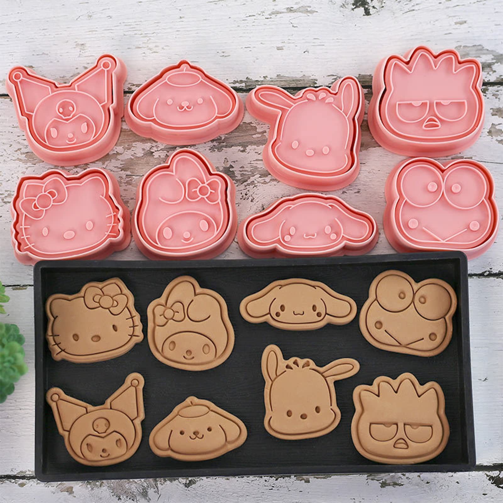 8 Piece Mini Cartoon Cookie Cutters, 3d Raised Design Gingerbread Cookie Stamps, Cute Cat Shape Cookie Molds, suitable for Frosting Decoration, Mini Pie Molds, Apple Pie Pastry Cutter, Fruit Cutter