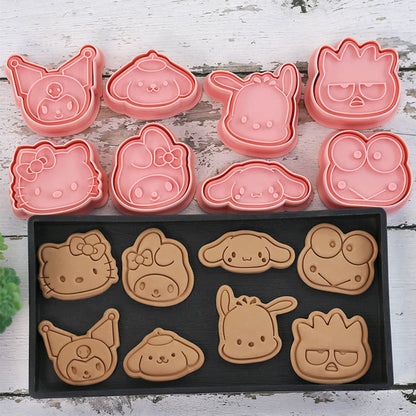 8 Piece Mini Cartoon Cookie Cutters, 3d Raised Design Gingerbread Cookie Stamps, Cute Cat Shape Cookie Molds, suitable for Frosting Decoration, Mini Pie Molds, Apple Pie Pastry Cutter, Fruit Cutter