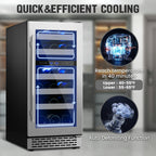VINECOLD 15 Inch Wine Fridge Under Counter, Dual Zone 28 Bottle Wine Cooler Refrigerator, Seamless Reversible Door,New Upgrade Built-in/Freestanding Wine Cooler for Home and Kitchen