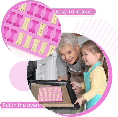 2 PCS Mini Silicone Molds, 106 Cavity Dog Bone + 69 Cavity Paw Mold for Baking Biscuits, Cookies, Candy, Chocolate, Jelly Pet Dog Treats