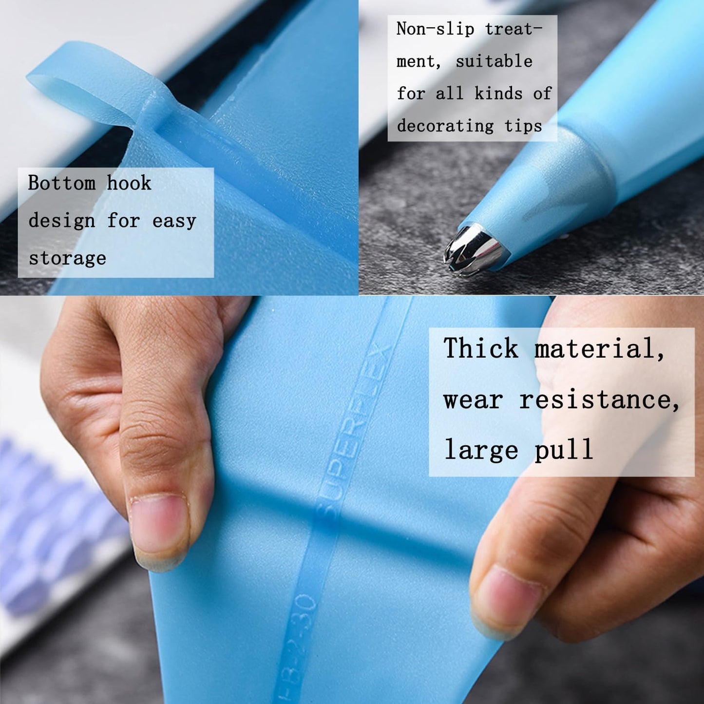 Reusable Piping Bags and Tips Set - Silicone Pastry Bags 3X (12’’+14’’+16’’) with Icing & Frosting Tips for Cake Decorating, Cupcakes, Cookies, Deviled Eggs, and Baking Accessories, Baking Tools Kit