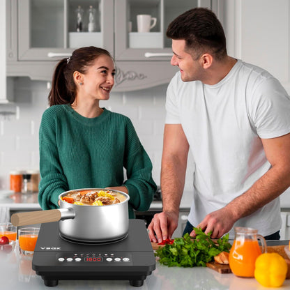 VBGK Portable induction Cooktop,110V Single Burner Induction Stove Top,1800W Induction Hot Plate Electric Burner,7 Power Levels, Kids Lock & Timer,LED touch control,Overheat Protection