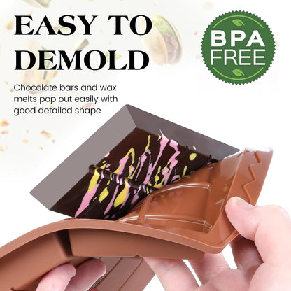 1 Pc Chocolate Bar Mold Deep Large Chocolate Molds Silicone Break Apart Thick Silicone Molds for Candy Bar (10 Snap）