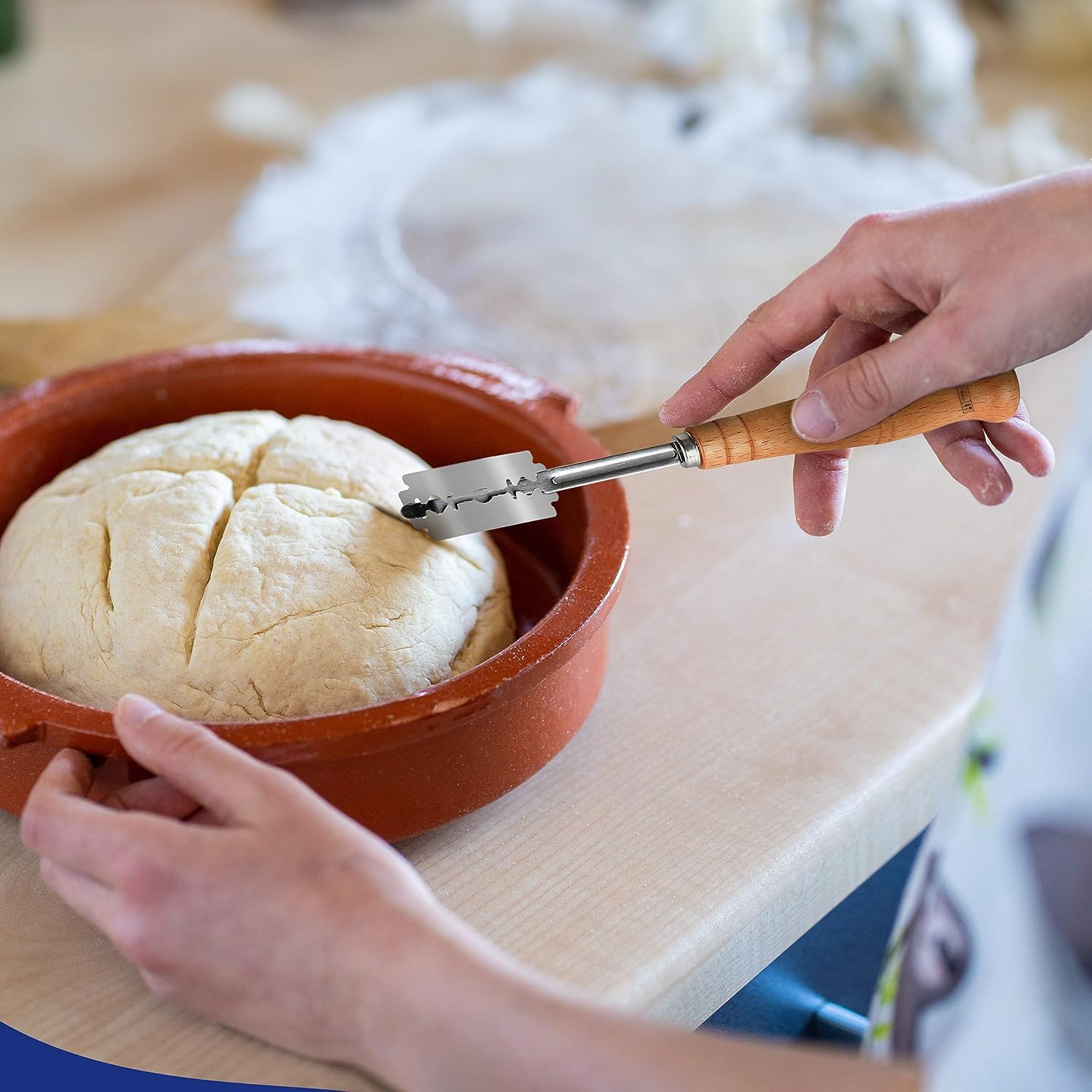 Orblue Bread Lame, Bread Scoring Knife, Bread Lame Dough Scoring Tool for Artisan Sourdough, Lame Bread Tool, Essential Baking Supplies with 12 Blades Included