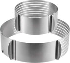2 Pack Cake Slicer, Stainless Steel Cake Cutter Leveler 7-Layer 6-8 inch / 9-12 inch Adjustable Cake Ring Molds for Baking, Cutting and Slicing Cakes - Silver