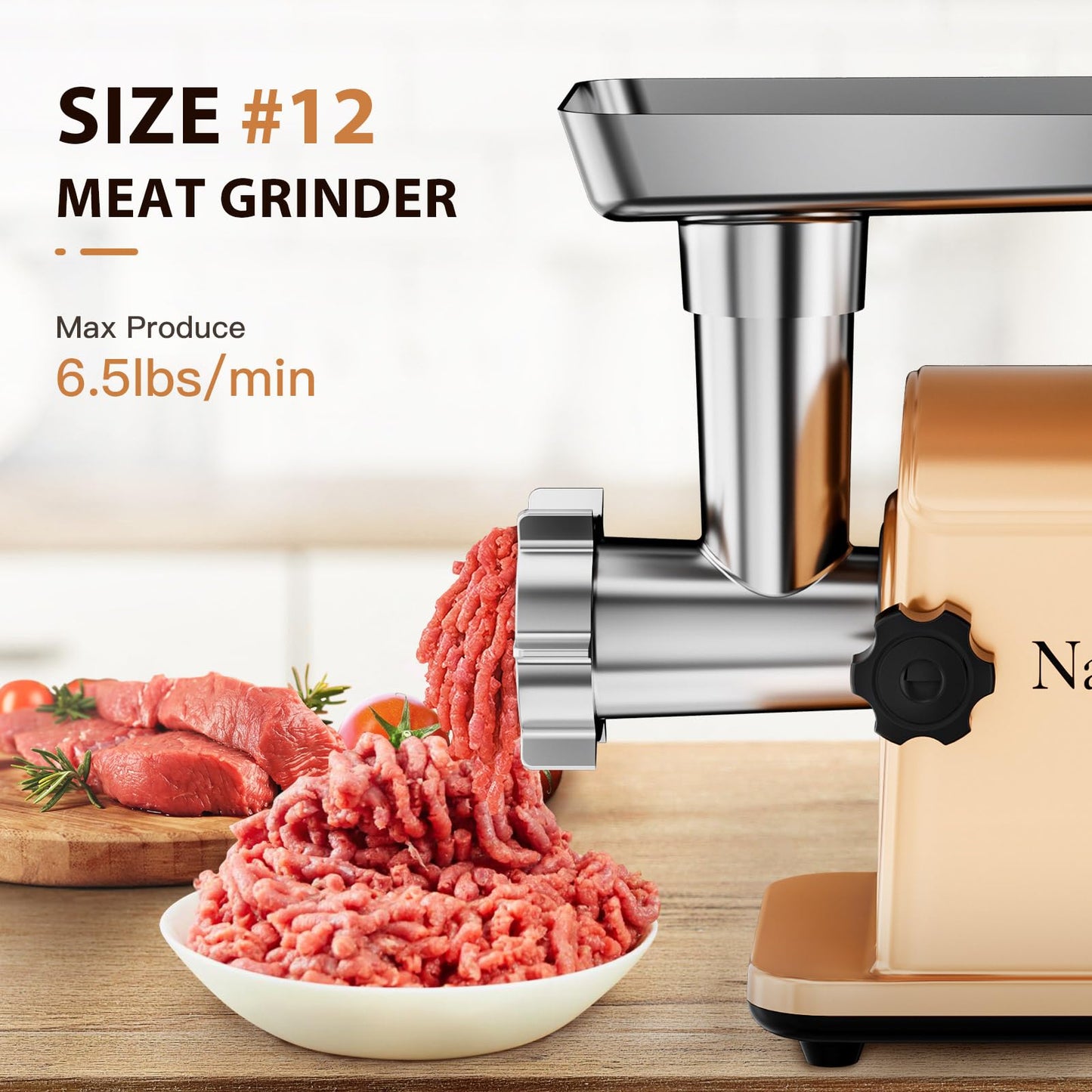 3000W Electric Meat Grinder Sausage Maker Machine Food Grinder with 3 Stainless Steel Sausage Stuffer Tube 3 Grinding Plates Hamburger Press Kubbe Kit for Home Kitchen