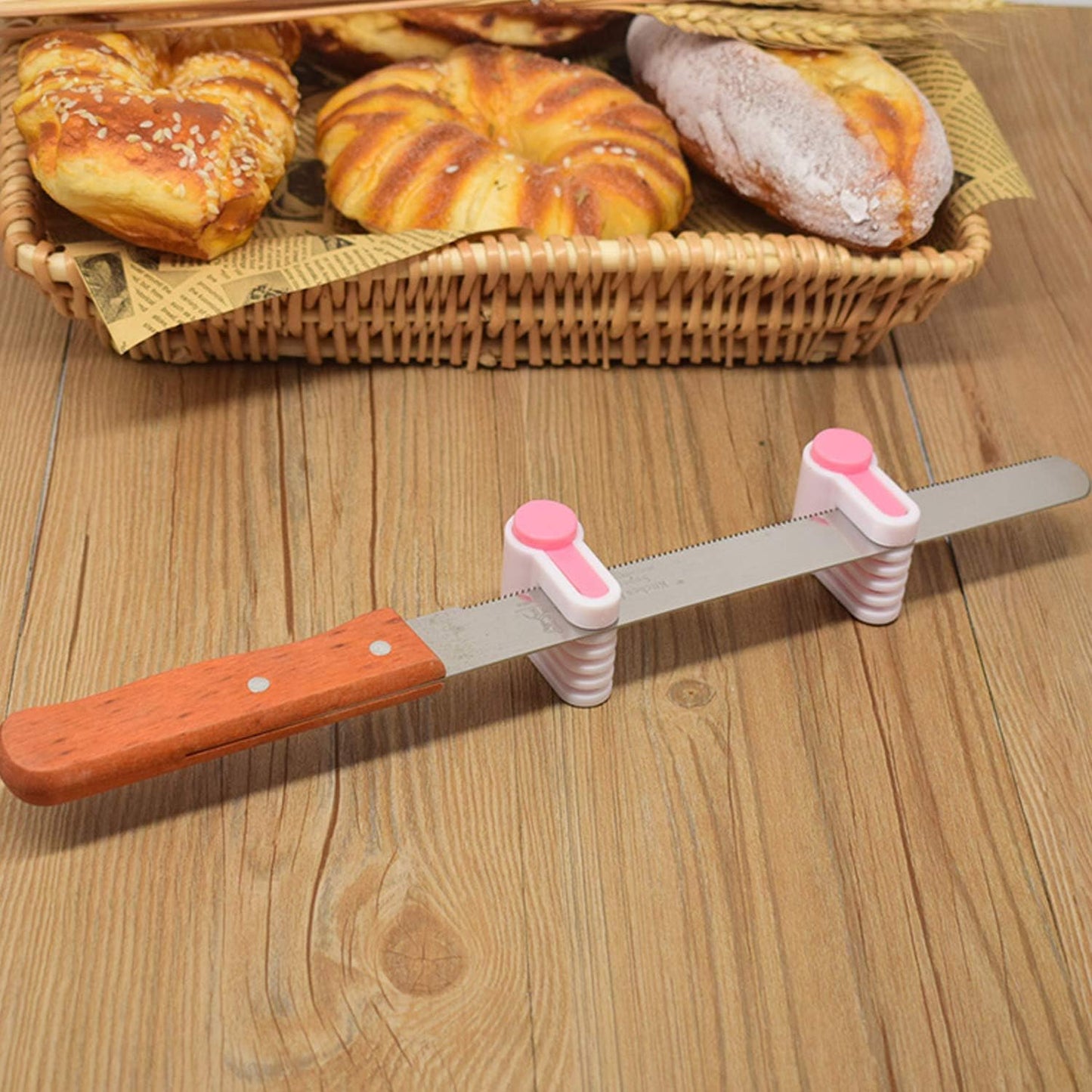 AUEAR, 2 Sets DIY Cake Leveler Slicer Adjustable Bread Cutter 5 Layers for Toast Kitchen Fixator Tool