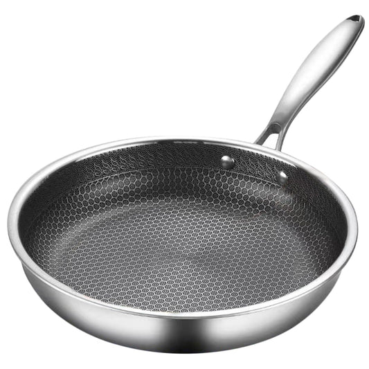 PRETYZOOM Omelet Pan Chinese Wok Stovetop Pot Frying Strainer Oven Fryer Flat Bottom Pans Schfer Noodles Cooker Large Honeycomb Wok Non Griddle Wok for Electric Stove Silver Stainless Steel