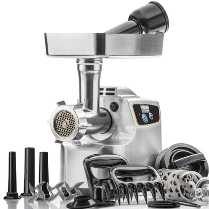 STX International "Gen 2 -Platinum Edition" Magnum 1800W Heavy Duty Electric Meat Grinder - 3 Lb High Capacity Meat Tray, 6 Grinding Plates, 3 S/S Blades, 3 Sausage Tubes & 1 Kubbe Maker & Much More!