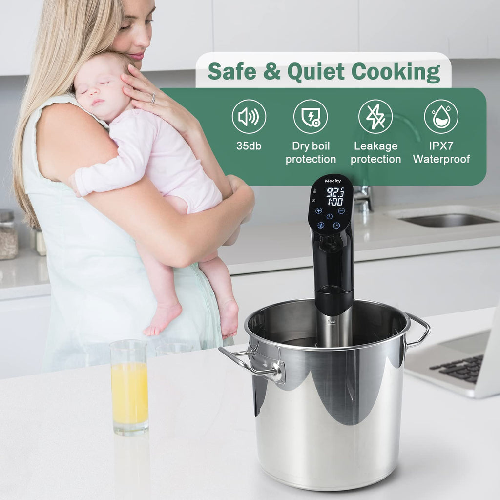 Mecity Sous Vide Precision Cooker Machine 1100 W gotowanie w kąpieli wodnej stek warzywa mięso ryby cyrkulator zanurzeniowy o dokładności 0,5 stopnia z przepisami