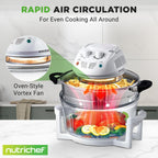 NutriChef Halogen Oven Countertop Air Fryer - 1200 W 13QT Infrared Convection Cooker z misą ze stali nierdzewnej do gotowania zdrowych posiłków, idealny do kurczaka, steków, ryb, żeberek, krewetek i innych -AZPKAIRFR48