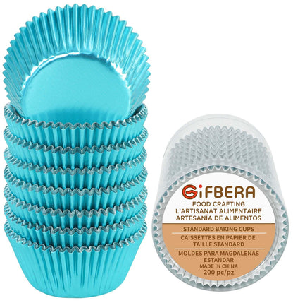 Gifbera White Metallic Foil Cupcake Liners Standard Size Baking Cups, 200-Count