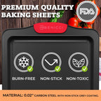 Premium Non-Stick Baking Sheets Set of 3 - Deluxe BPA Free, Easy to Clean Racks w/Silicone Handles - Bakeware Pans for Cooking Baking Roasting - Lets You Bake The Perfect Cookie or Pastry Every Time