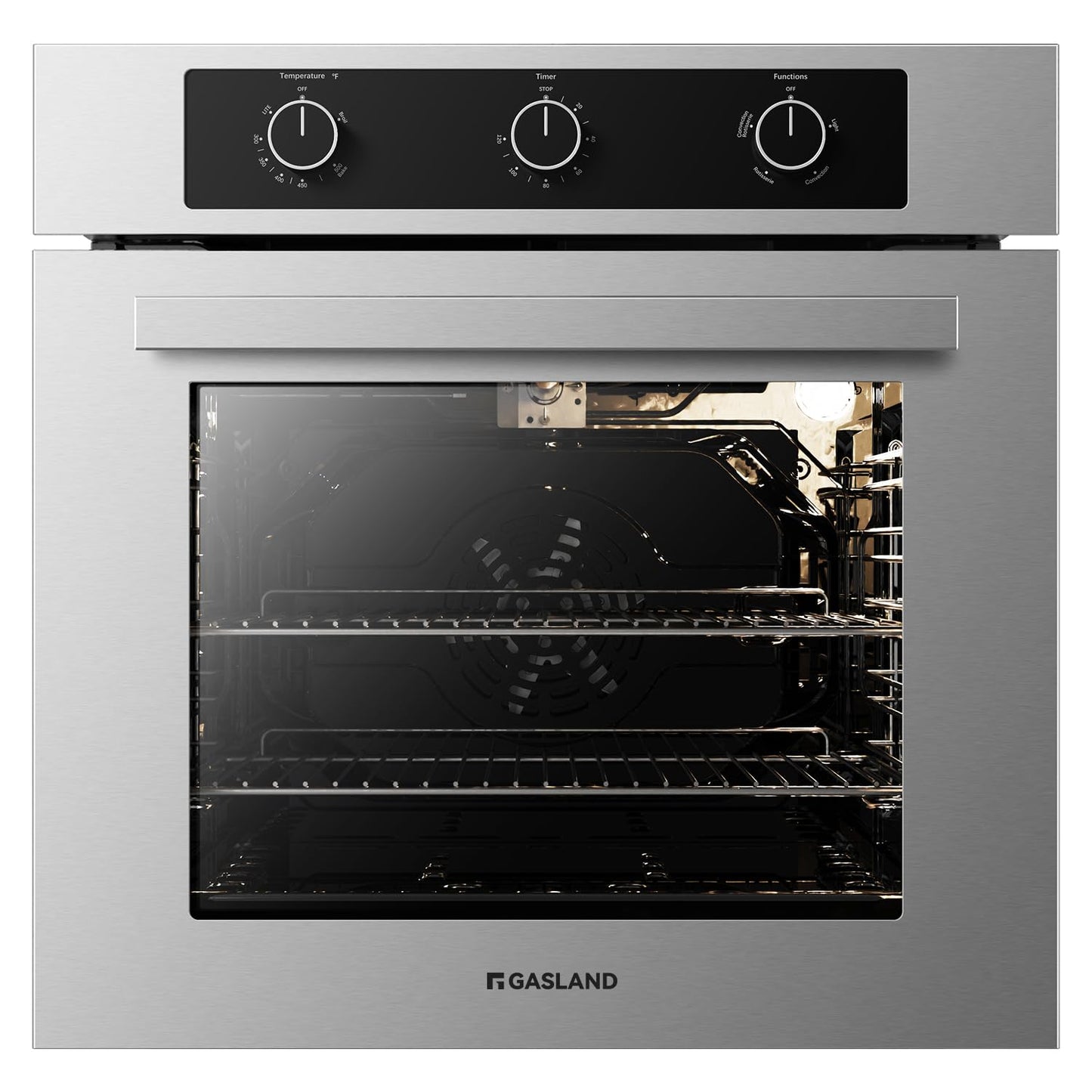 GASLAND 24 Inch Gas Wall Oven, Pro GS606MS Natural Gas Wall Oven, Built-in Single Wall Oven, with Bake Broil Rotisserie Functions, Built-in Timer and Convection Fan, 120V Cord Plug, Stainless Steel