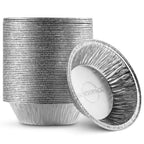 MontoPack 9” Aluminum Foil Pie Pans | Round Disposable Containers with Angled Walls for Tart Baking, Storing, Serving & Reheating | Freezer and Oven Safe, Recyclable | 50-Pack of Cake Tins