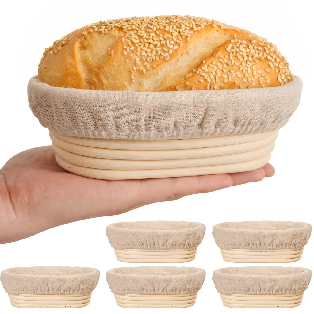 5 Inch Banneton Bread Proofing Basket Set of 6, Kikcoin Mini Sourdough Bread Baking Supplies, Small Banneton Basket Proofing Baskets for Sourdough Bread Baking