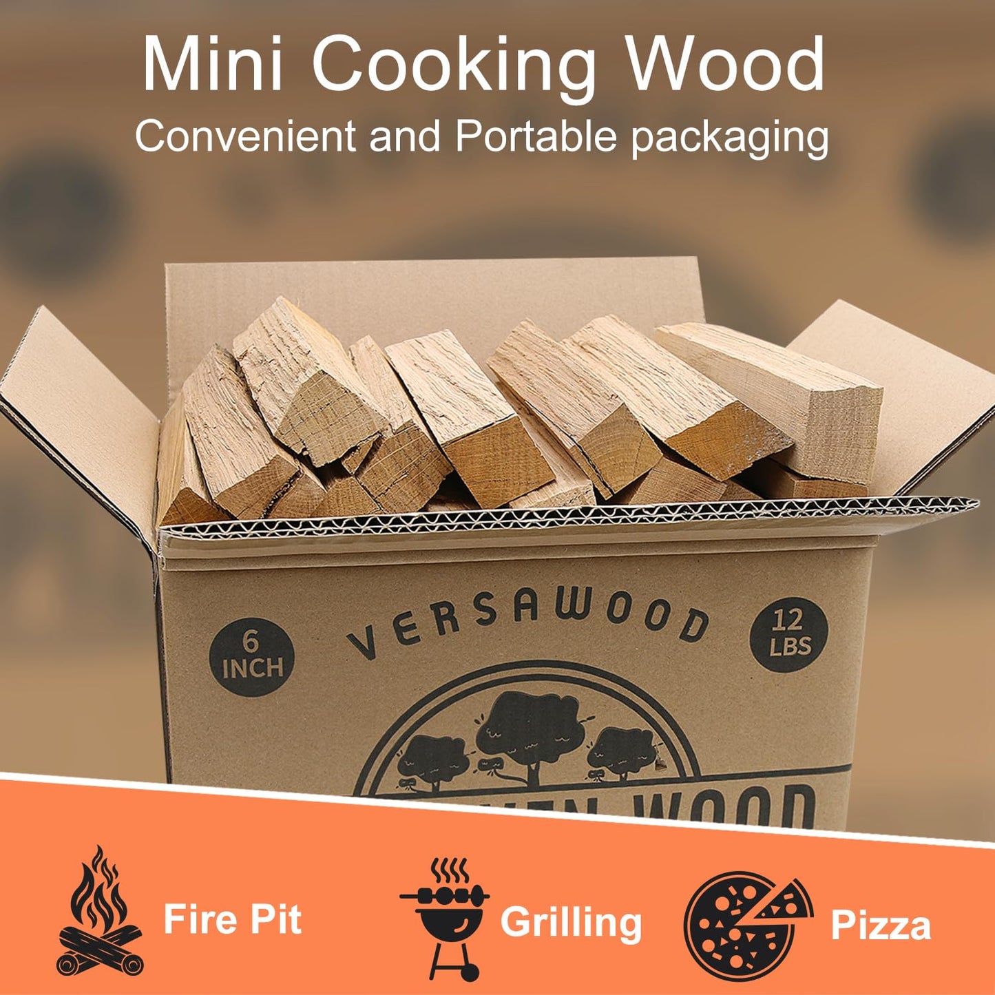 Pizza Oven Wood - Kiln-Dried Oak Wood for Pizza Ovens, 6-Inch Barkless Logs, Ideal for Ooni, Gozney, Solo Stove, and Other Wood-Fired Pizza Ovens, Grills, and Smokers - Approx. 12 lbs