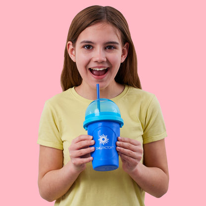 Cra-Z-Art ChillFactor Original Slushie Maker Cup, DIY Magic Slushy Maker Squeeze Cup, Super Quick Smoothie Squeeze Cup for Milkshakes, Juices, Double Layer Cup with Lid & Spoon, Blue