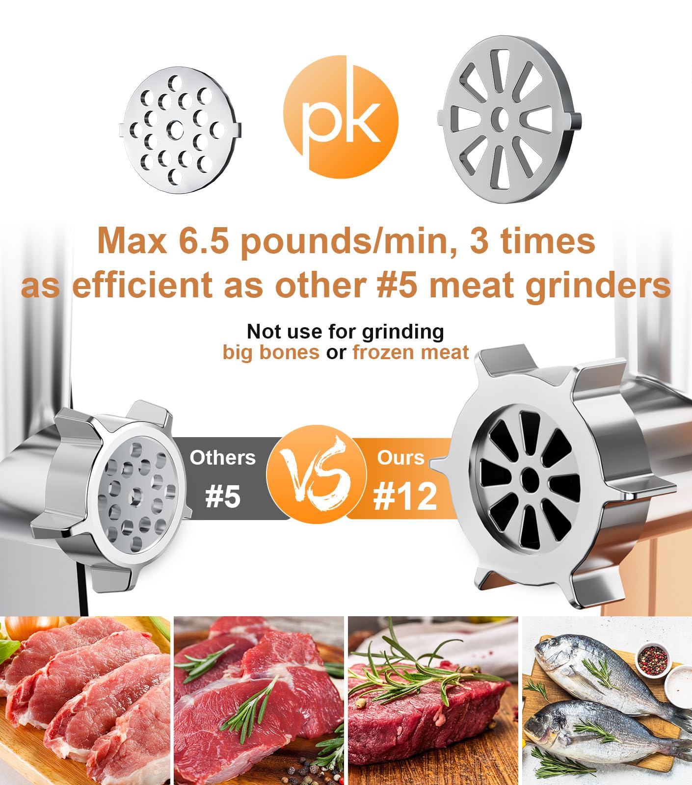 3000W Electric Meat Grinder Sausage Maker Machine Food Grinder with 3 Stainless Steel Sausage Stuffer Tube 3 Grinding Plates Hamburger Press Kubbe Kit for Home Kitchen